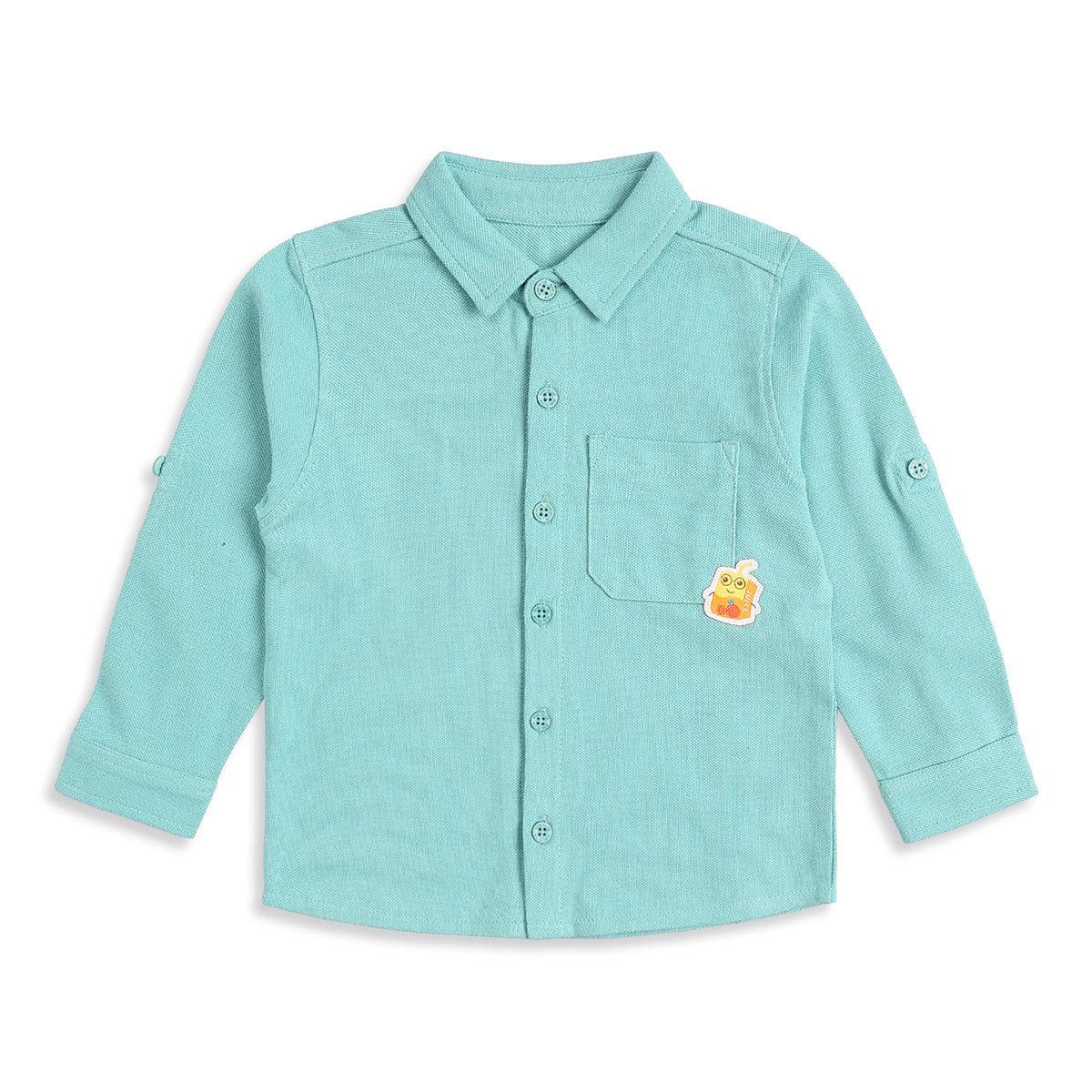 Baby Boy Aqua Green Shirt & Beige Bottom Co-ord Set Full Sleeve Smart Casual