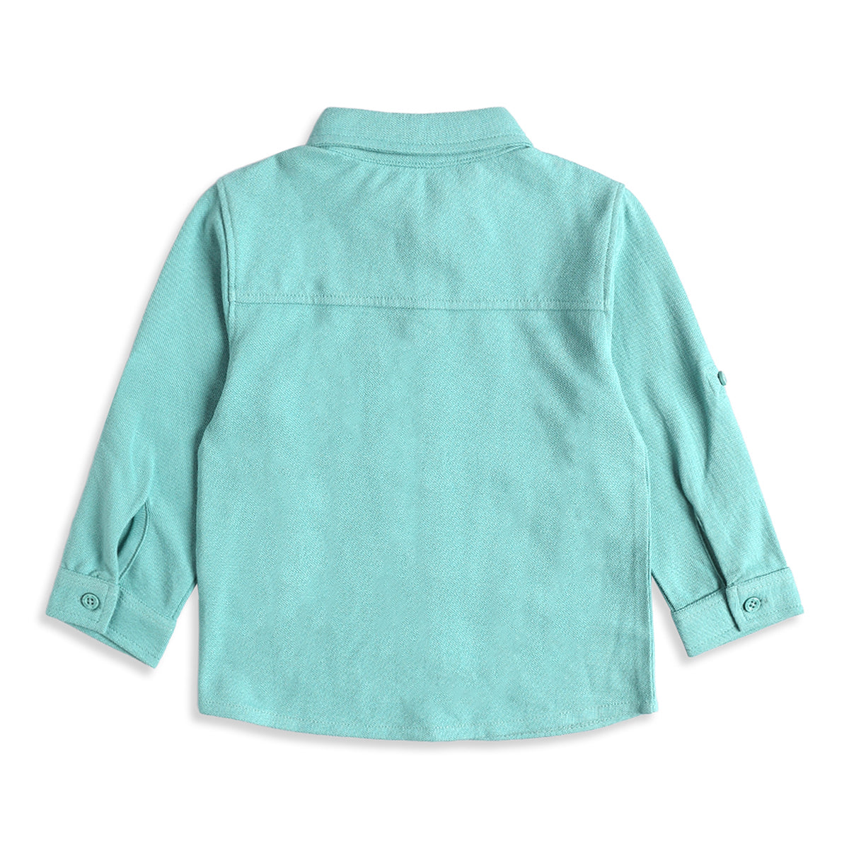 Baby Boy Aqua Green Shirt & Beige Bottom Co-ord Set Full Sleeve Smart Casual