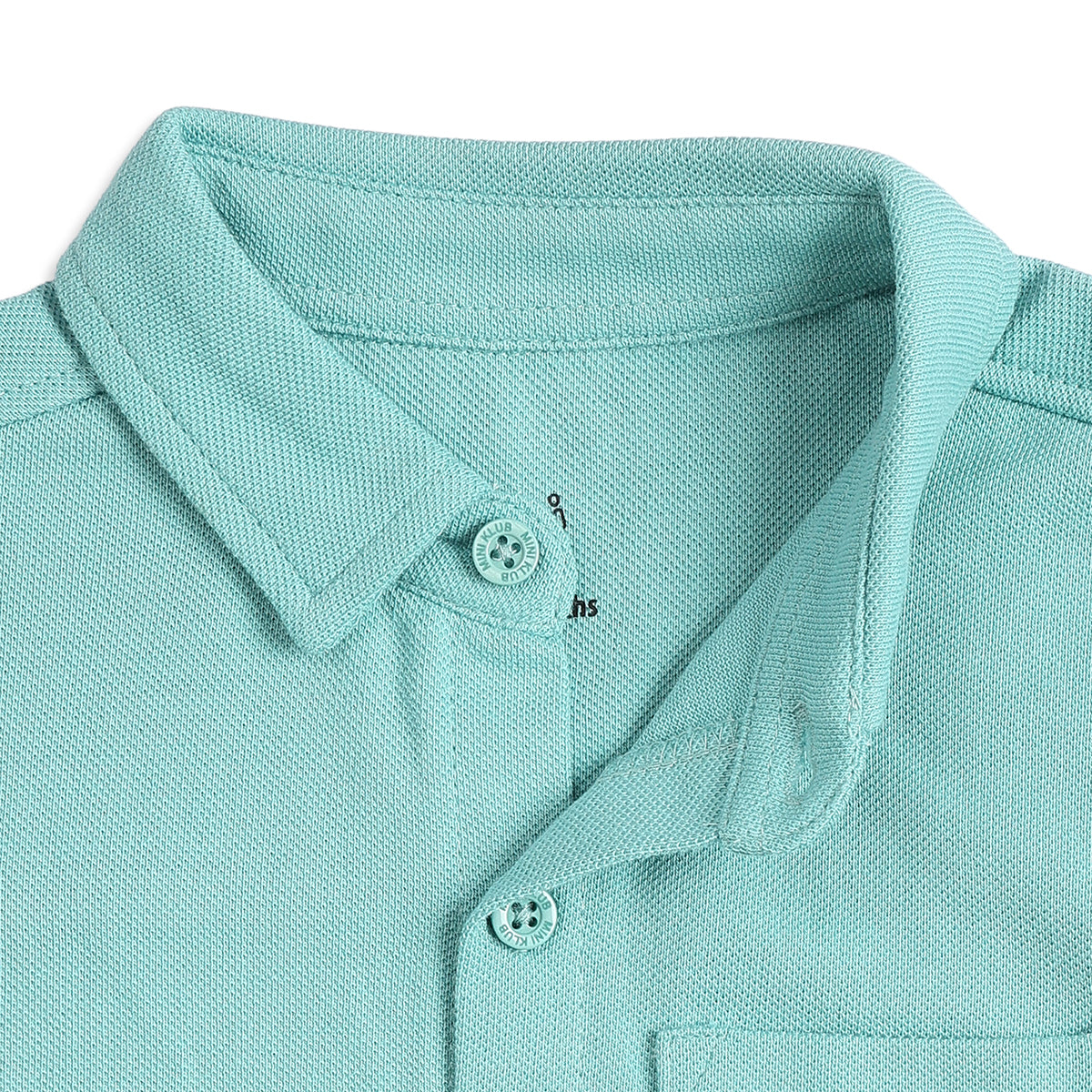 Baby Boy Aqua Green Shirt & Beige Bottom Co-ord Set Full Sleeve Smart Casual