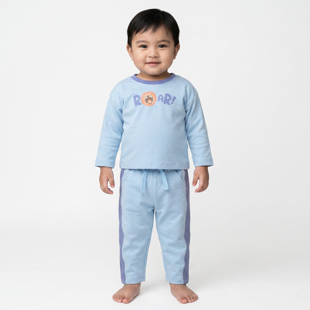 Baby Boys Blue Cotton Top and Bottom Set Regular Fit Casual Wear