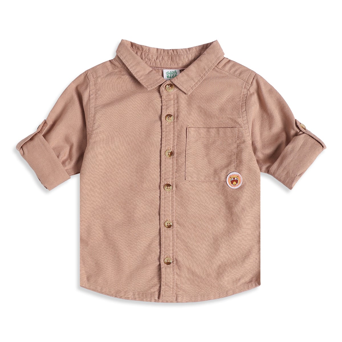 Baby Boys Peach And Black Cotton Solid Shirt And Pant Set Regular Fit Casual Wear