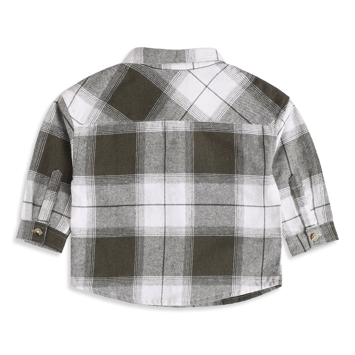 Baby Boys Olive Green White And Brown Cotton Checked Shirt And Pant Set Regular Fit Casual Wear