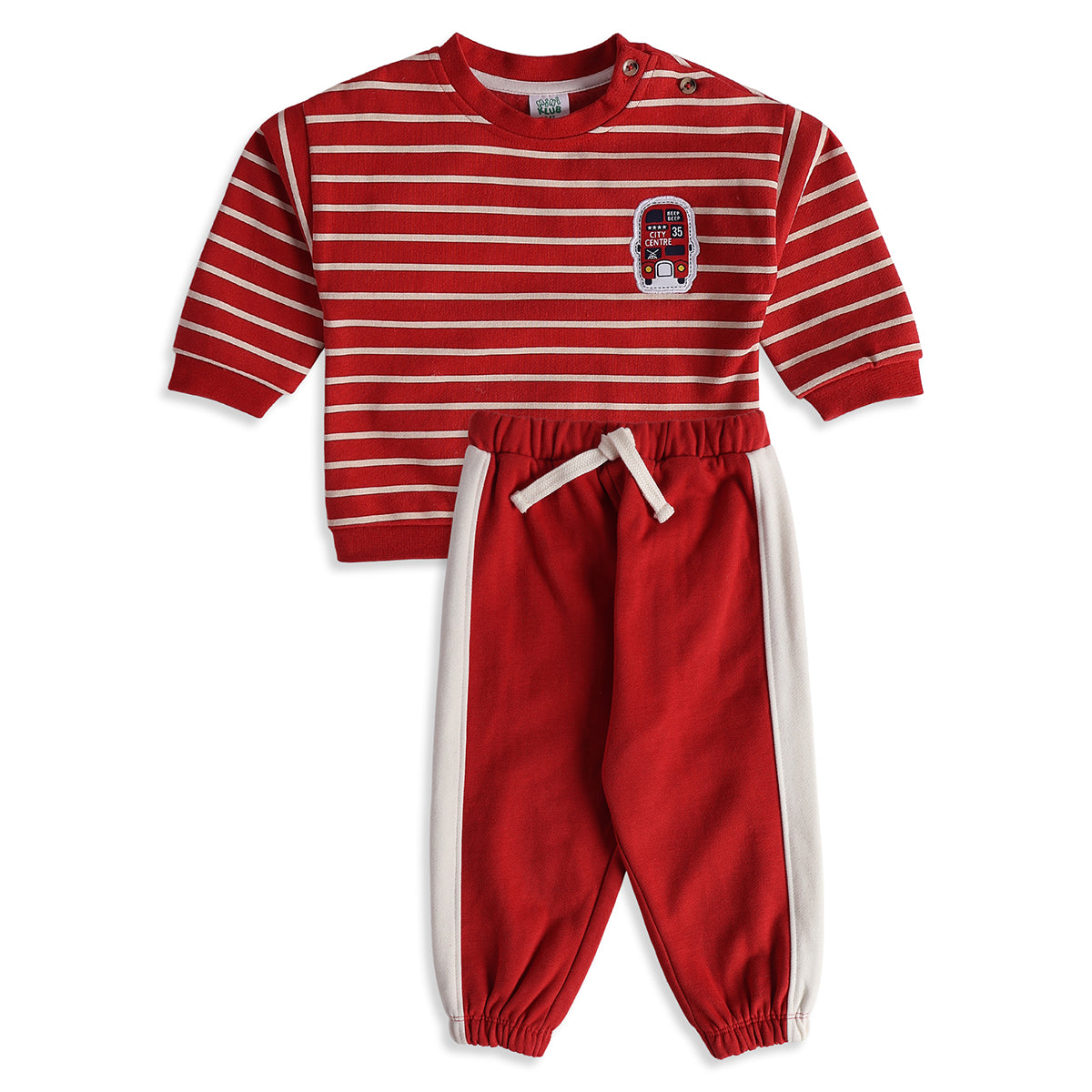 Baby Boys Red Cotton Blend Sweatshirt and joggers Set Regular Fit Casual Wear