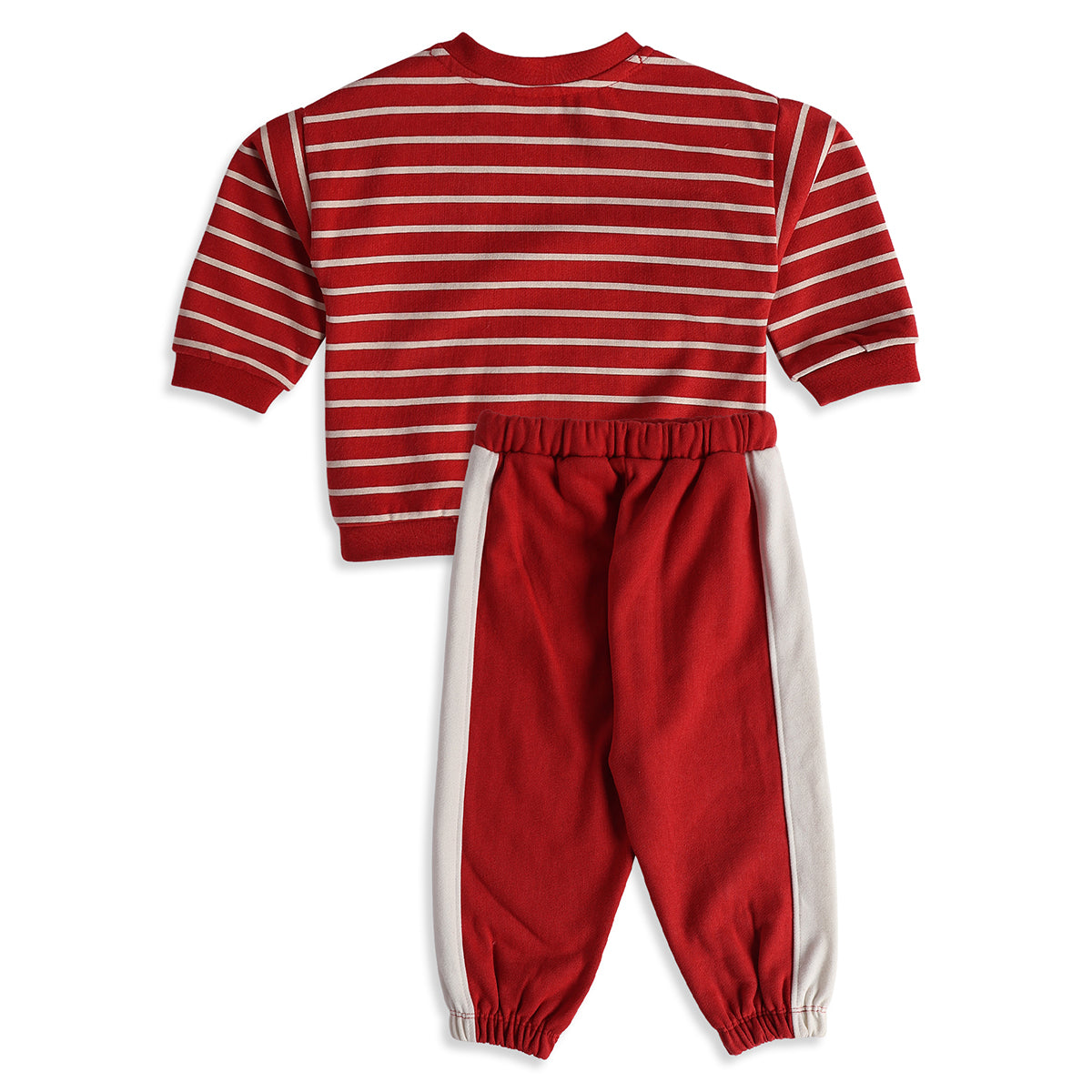 Baby Boys Red Cotton Blend Sweatshirt and joggers Set Regular Fit Casual Wear