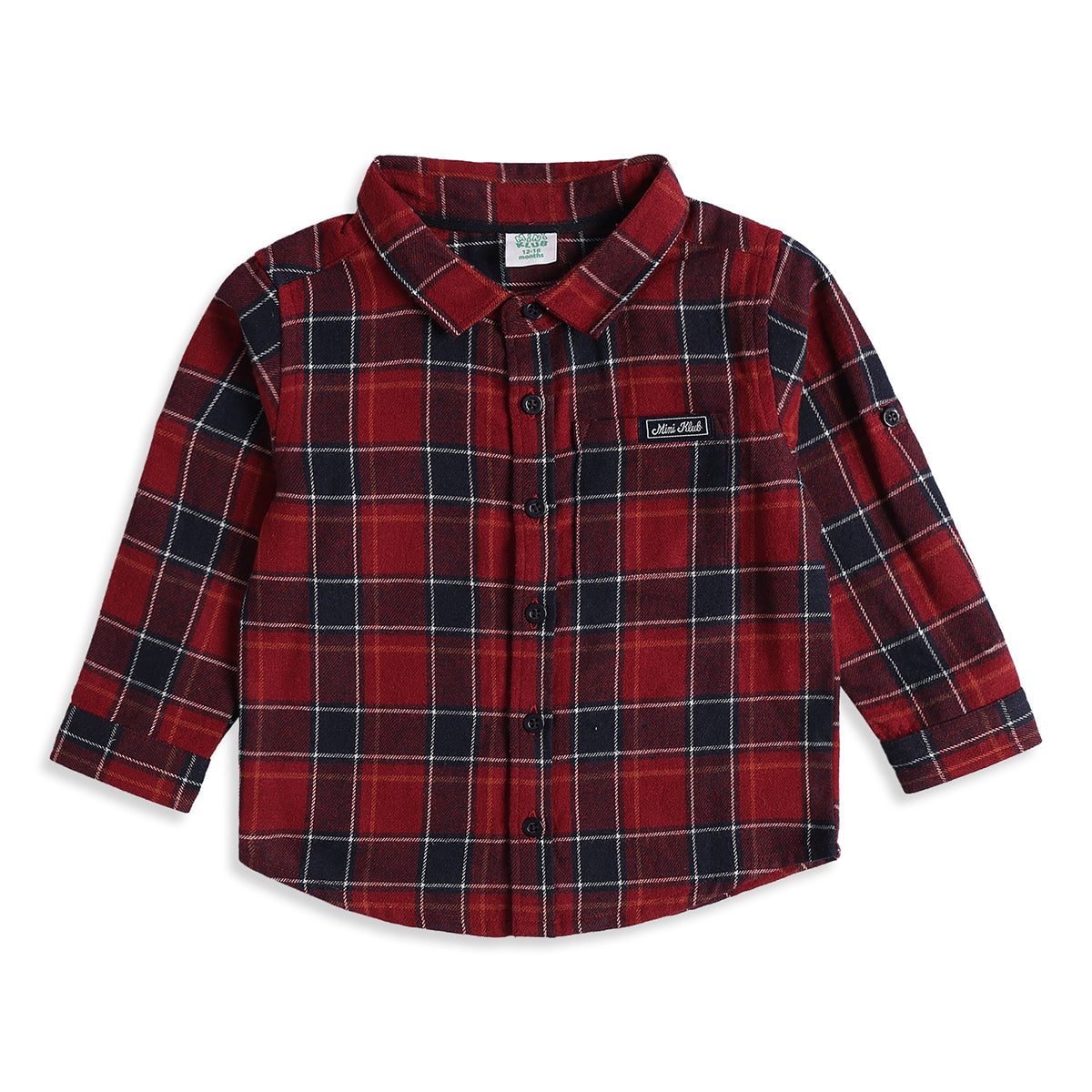 Baby Boy Red & Navy Checkered Shirt with Navy Bottom Clothing Set