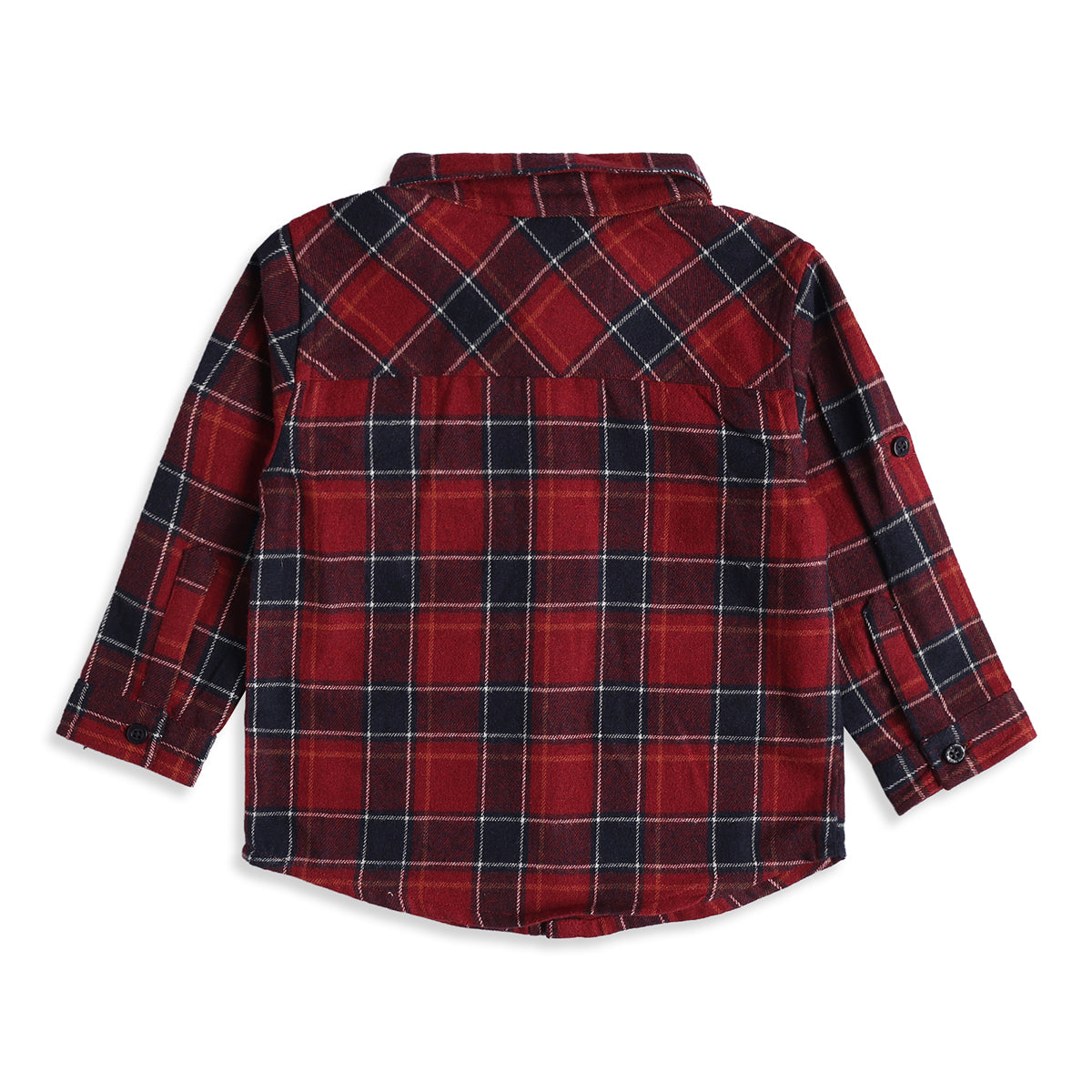 Baby Boy Red & Navy Checkered Shirt with Navy Bottom Clothing Set