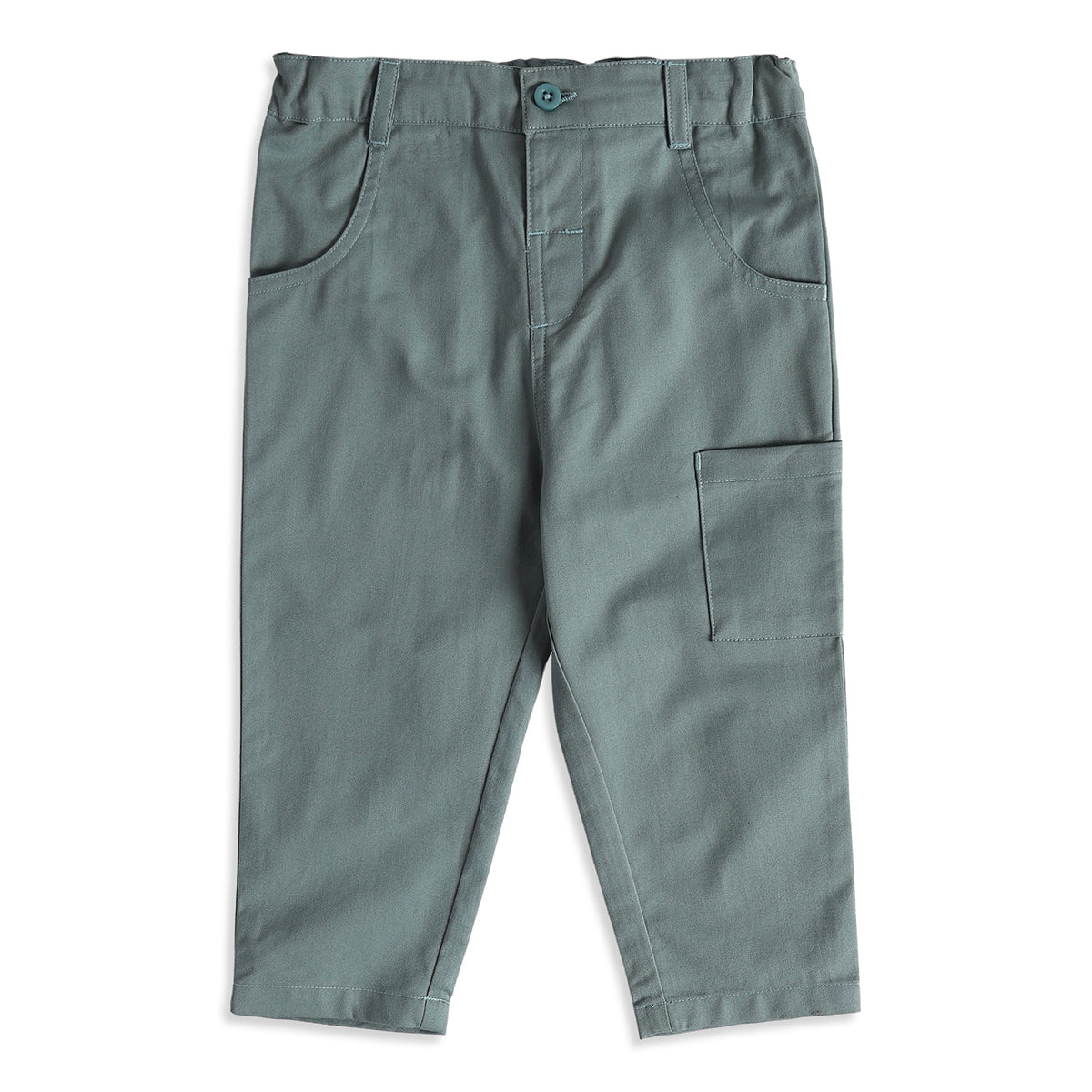Baby Boys Cream Green Cotton Top and Pants Set Regular Fit Casual Wear