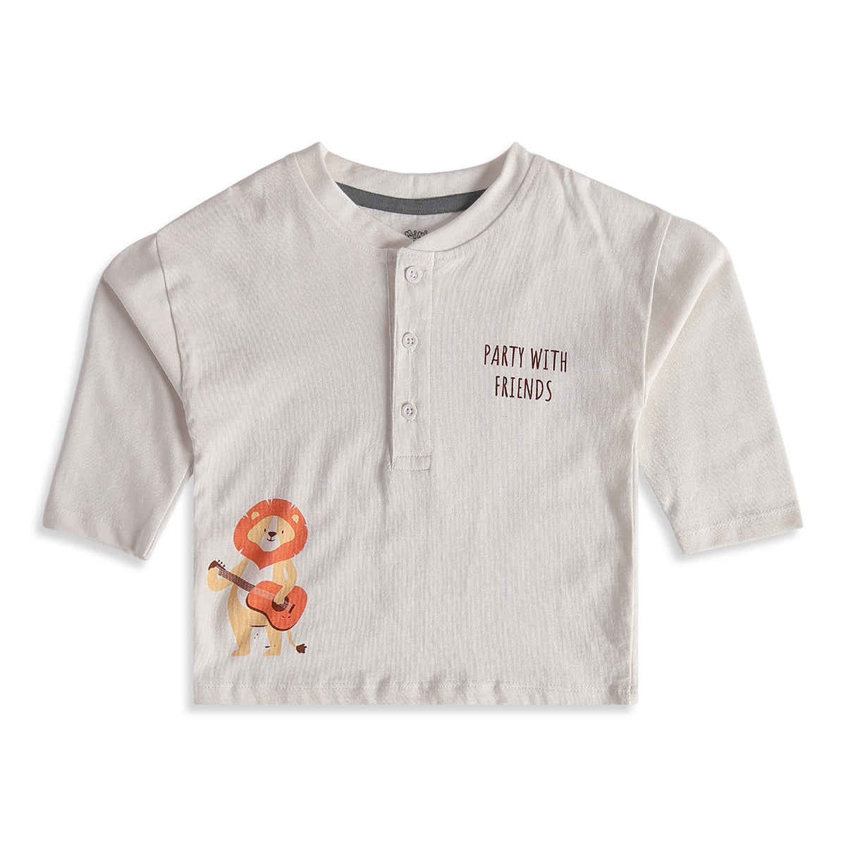 Baby Boys Cream Green Cotton Top and Pants Set Regular Fit Casual Wear