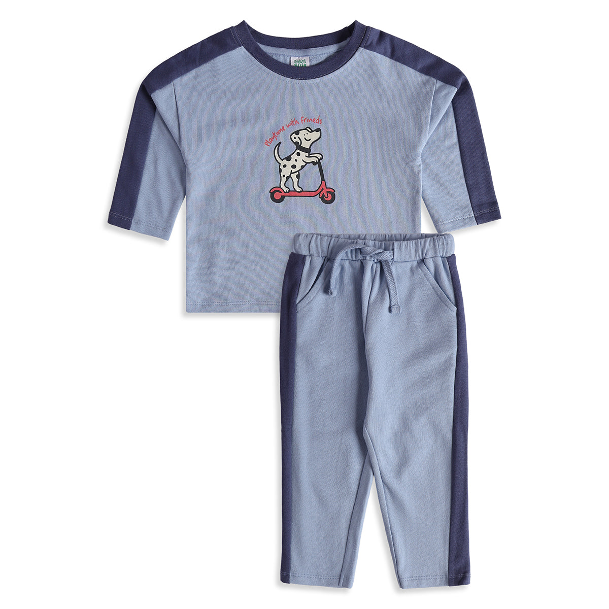 Baby Boys Blue Cotton T-Shirt and Joggers Set Regular Fit Casual Wear