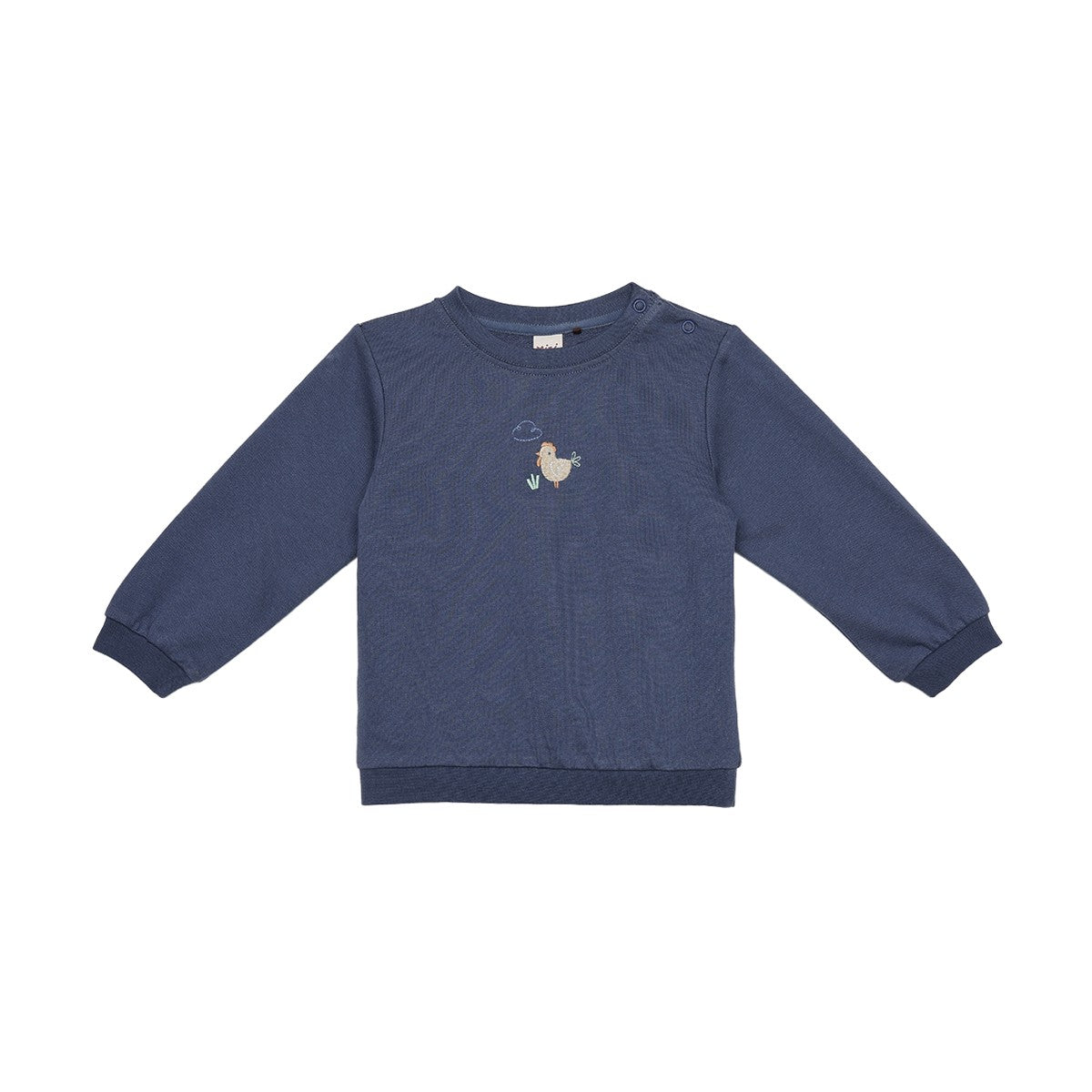 Baby Boys Navy Blue Cotton Hen Embroidered And Farm Animal Printed Top And Bottom Set Regular Fit Casual Wear