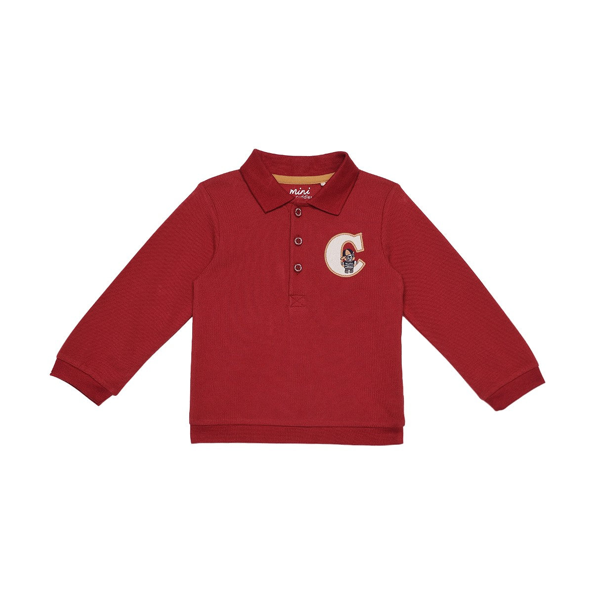 Baby Boys Maroon And Navy Blue Cotton Embroidered Polo T-Shirt And Bottom Set Regular Fit Casual