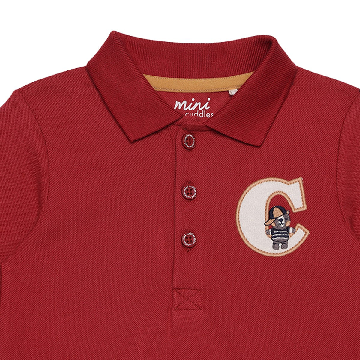 Baby Boys Maroon And Navy Blue Cotton Embroidered Polo T-Shirt And Bottom Set Regular Fit Casual