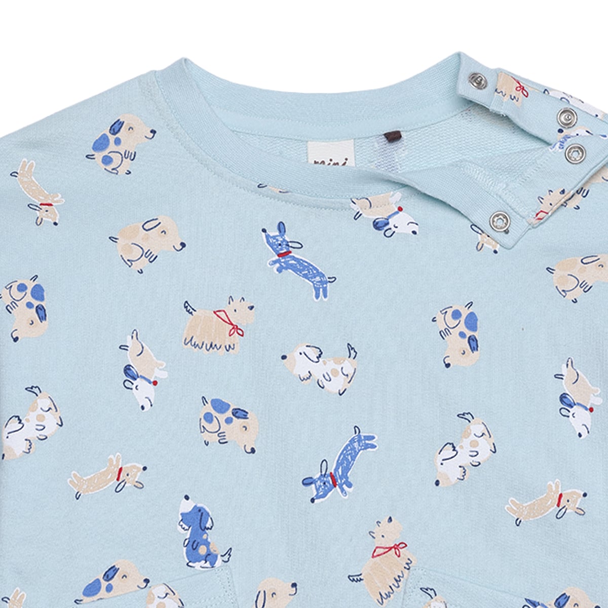 Baby Boys Light Blue And Blue Cotton Dog Printed Full Sleeve Top And Bottom Set Regular Fit Casual Wear