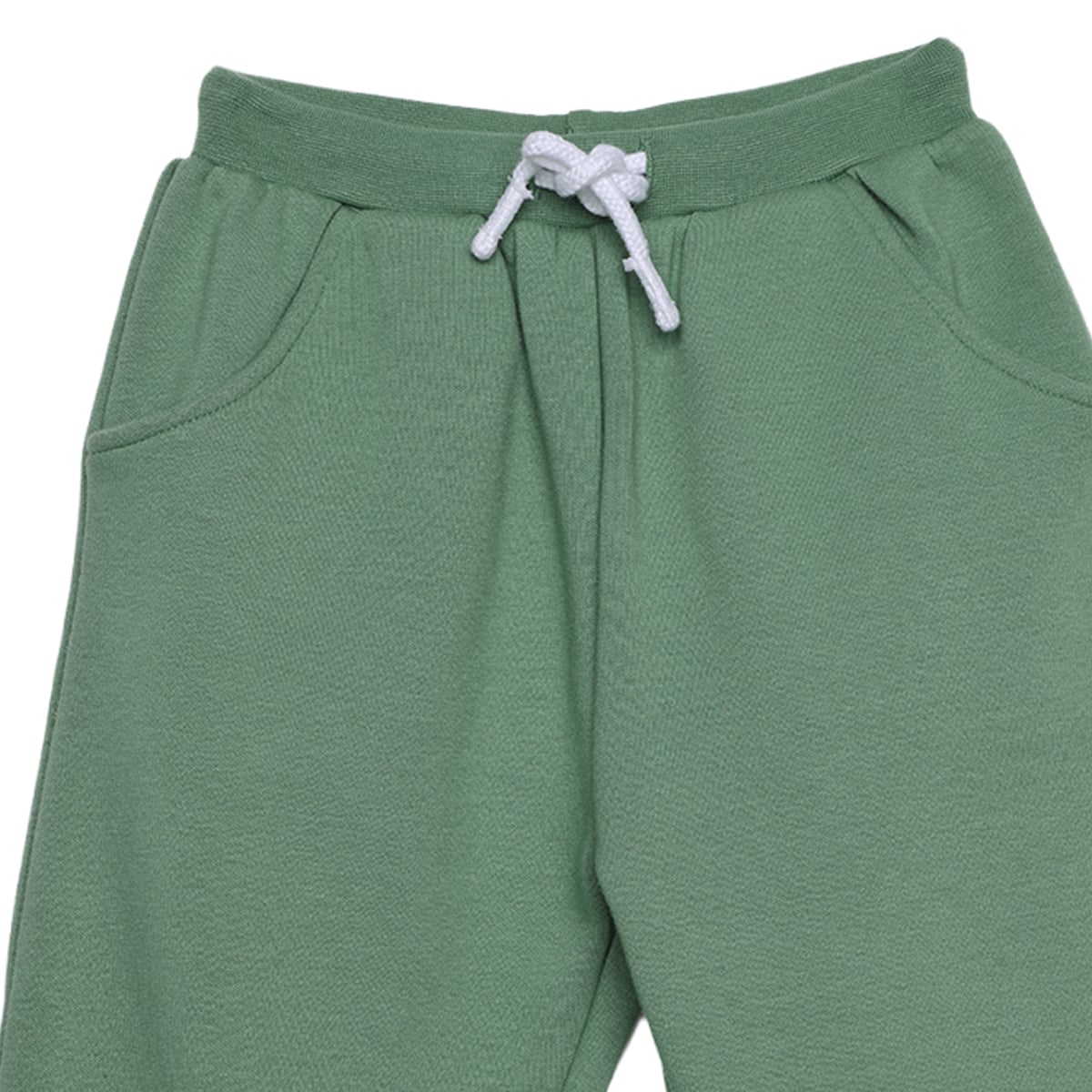 Baby Boys Sage Green Cotton Blend Bear Embroidered Hooded Full Sleeve Top And Bottom Set Regular Fit Casual Wear