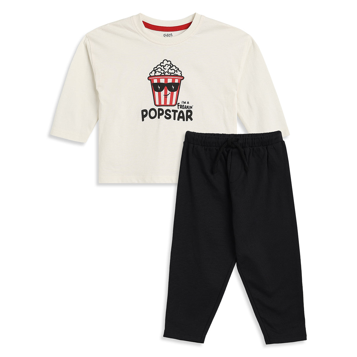 Baby Boy Popstar Graphic T-Shirt and Black Bottom Set