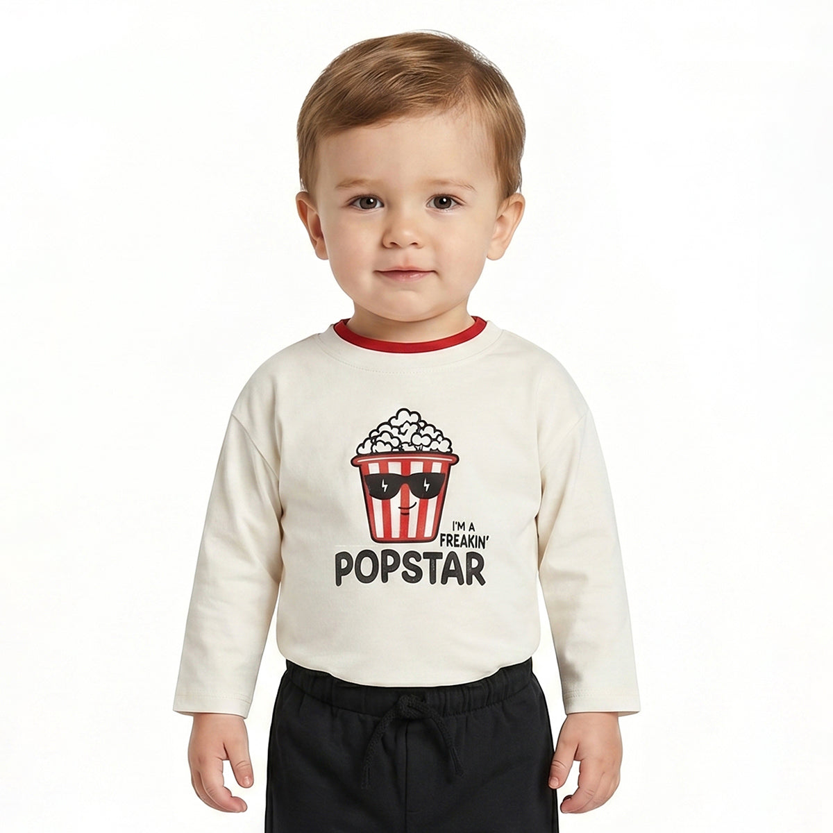 Baby Boy Popstar Graphic T-Shirt and Black Bottom Set