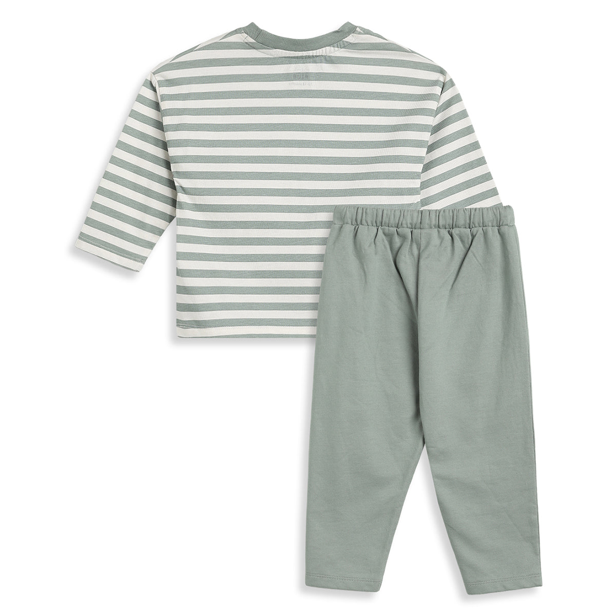 Baby Boy Sage Green Striped T-Shirt and Bottom Set