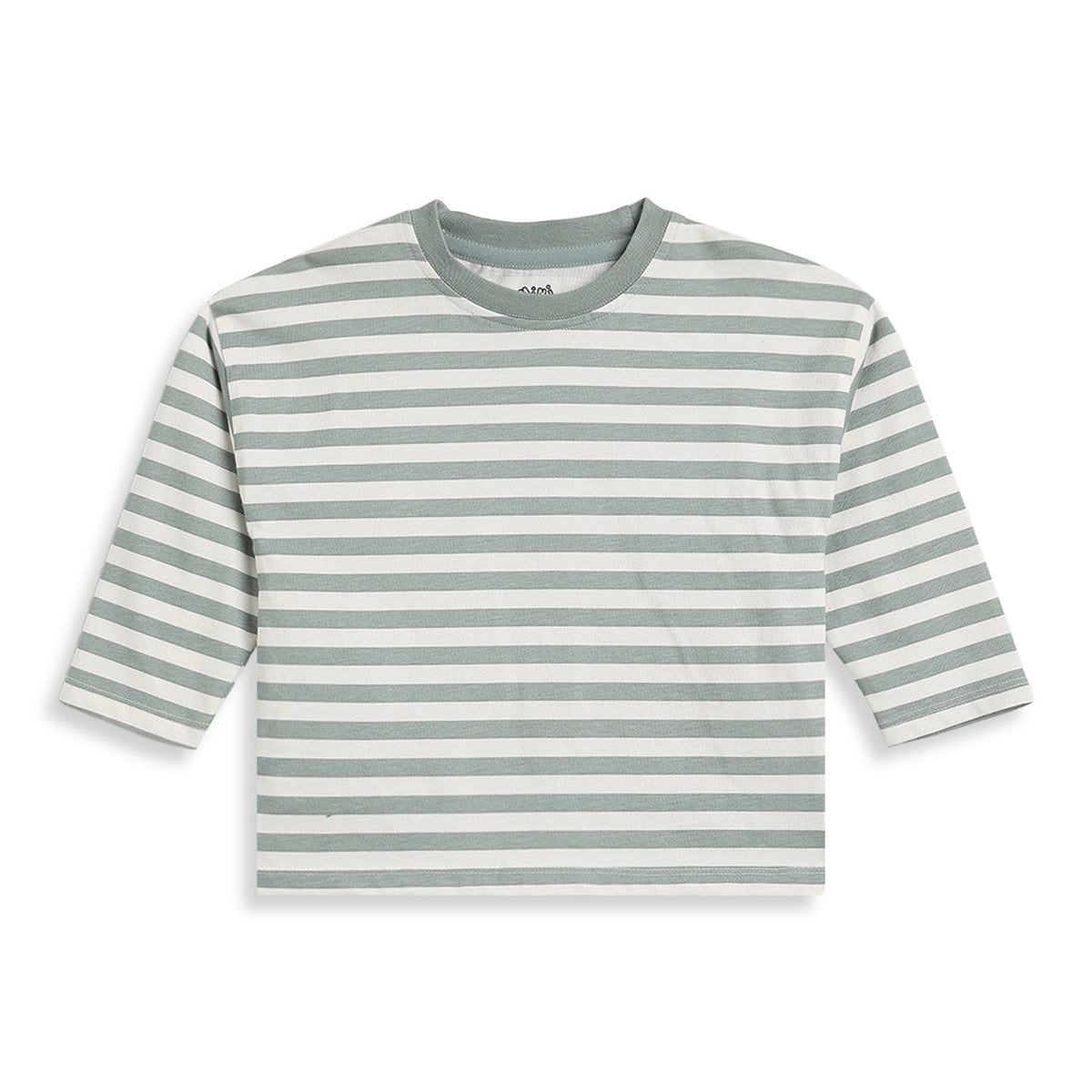 Baby Boy Sage Green Striped T-Shirt and Bottom Set