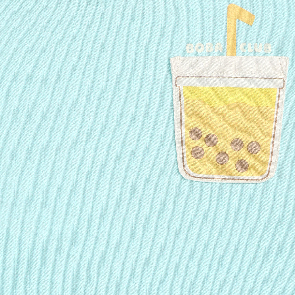 Baby Boys Aqua Blue Cotton T-Shirt with Boba Pocket Applique Casual Wear