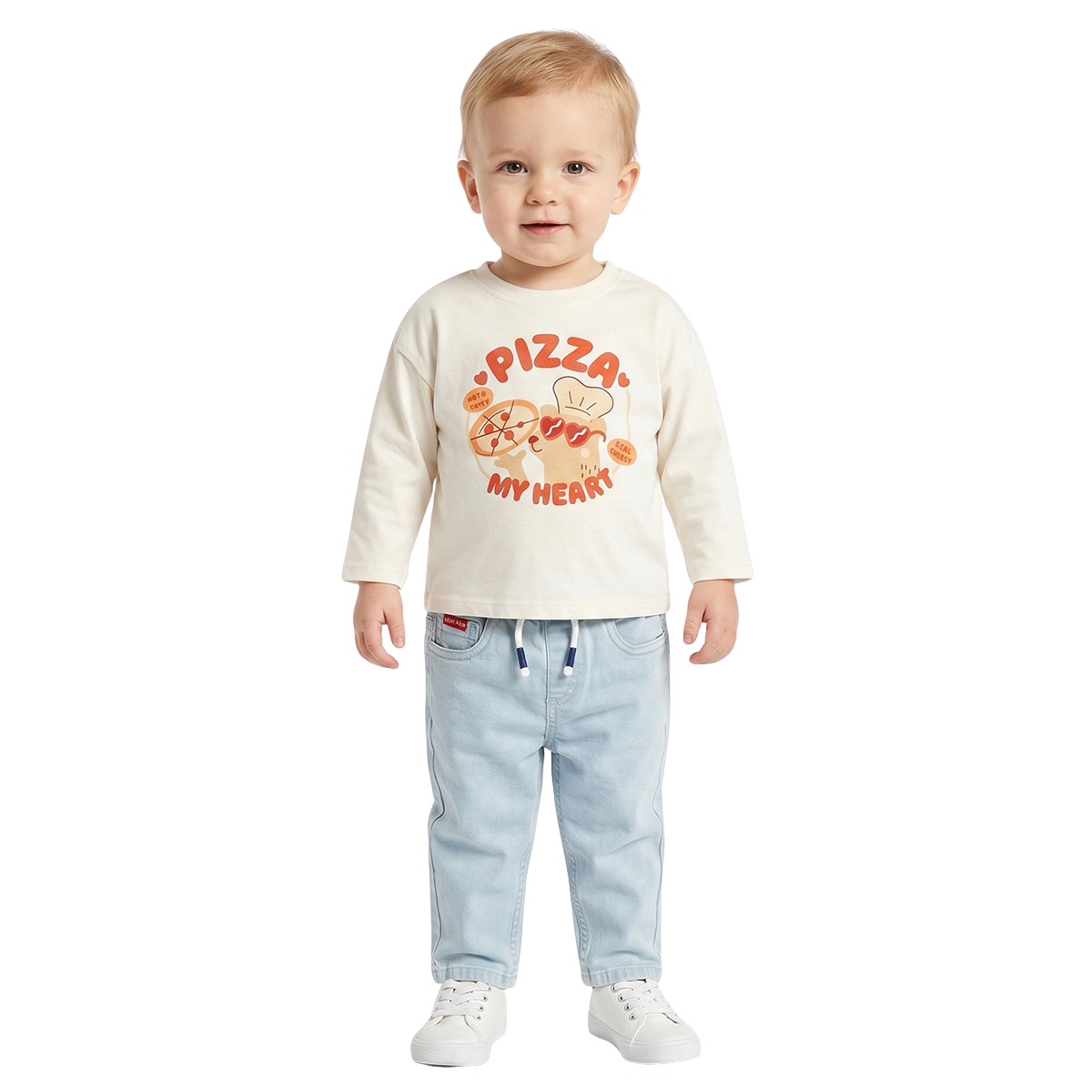 Baby Boys Aqua Blue Cotton T Shirt with Boba Club Pocket Applique