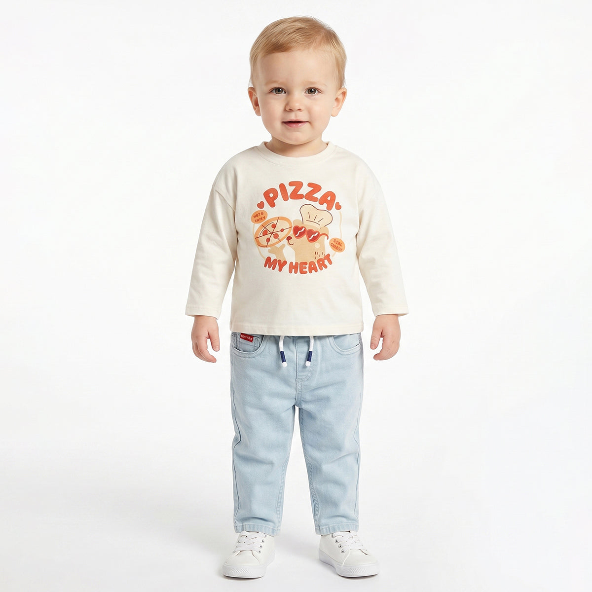 Baby Boys Aqua Blue Cotton T-Shirt with Boba Club Pocket Applique Casual Wear