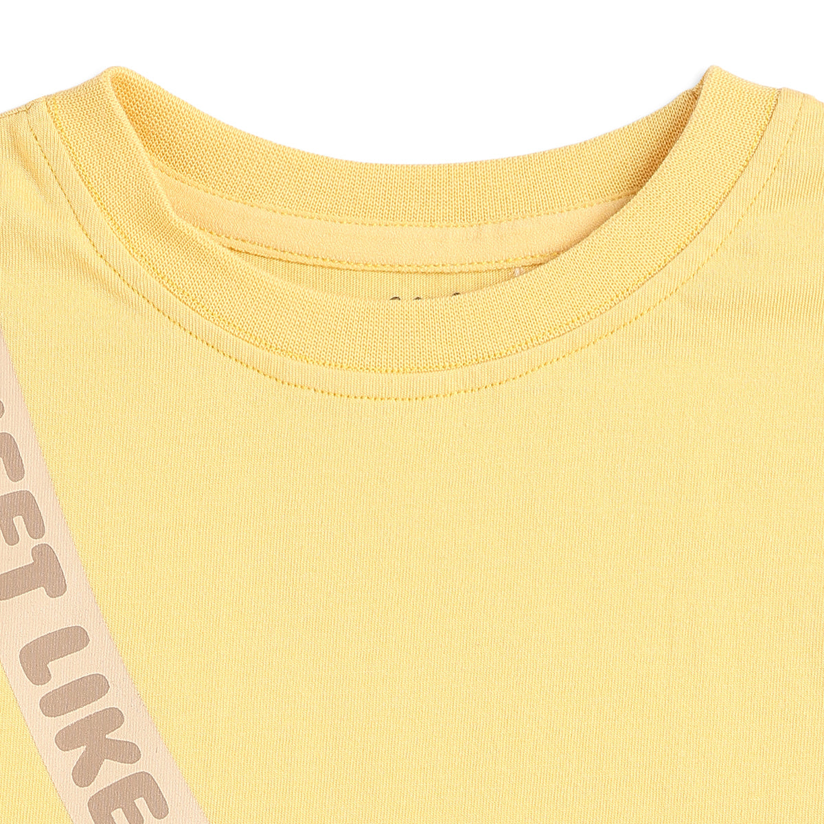Baby Boys Yellow Cotton T-Shirt with Boba Bear Applique Casual Wear