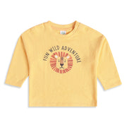 Baby Boys Yellow Cotton Lion Embroidered T-Shirt Regular Fit Casual Wear