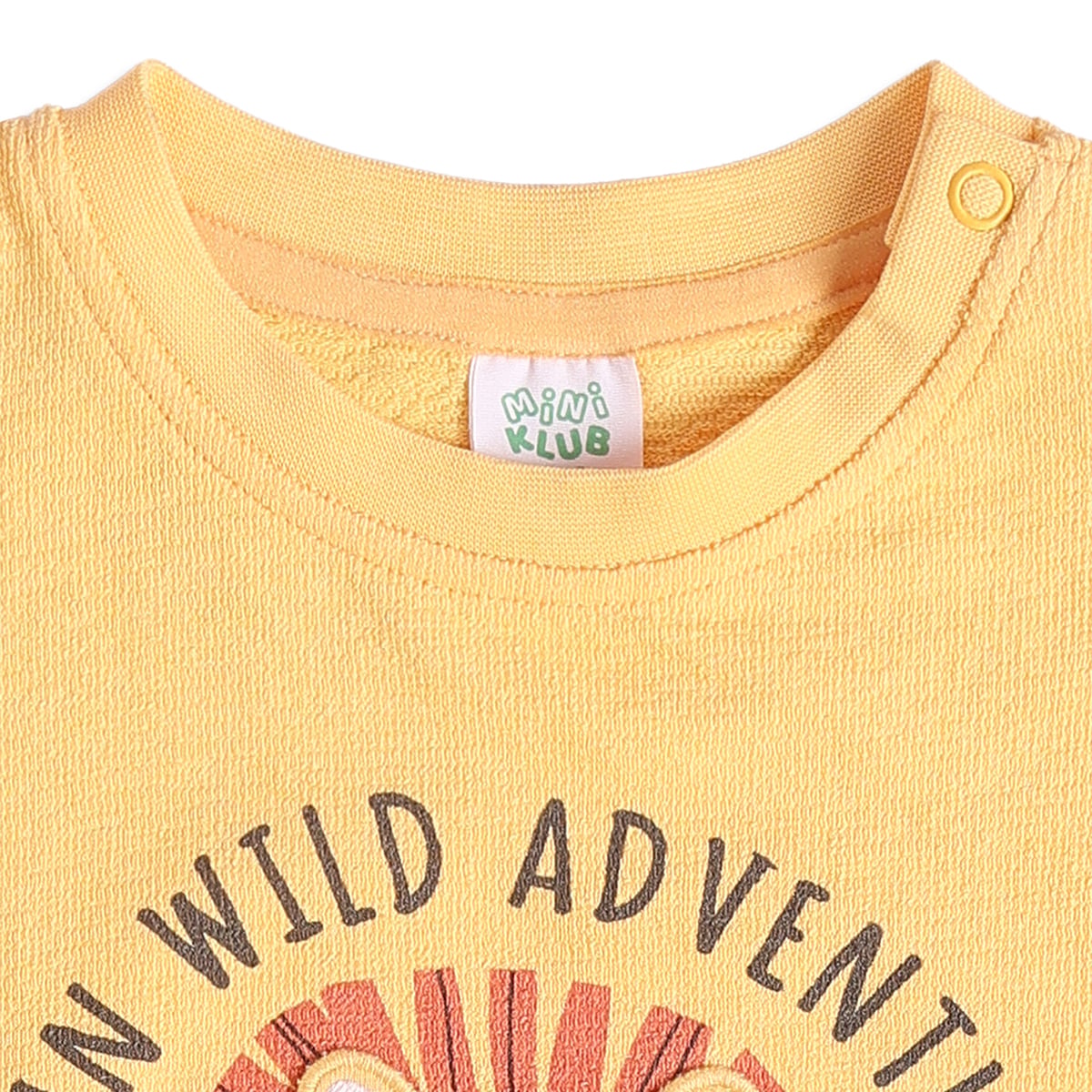 Baby Boys Yellow Cotton Lion Embroidered T-Shirt Regular Fit Casual Wear