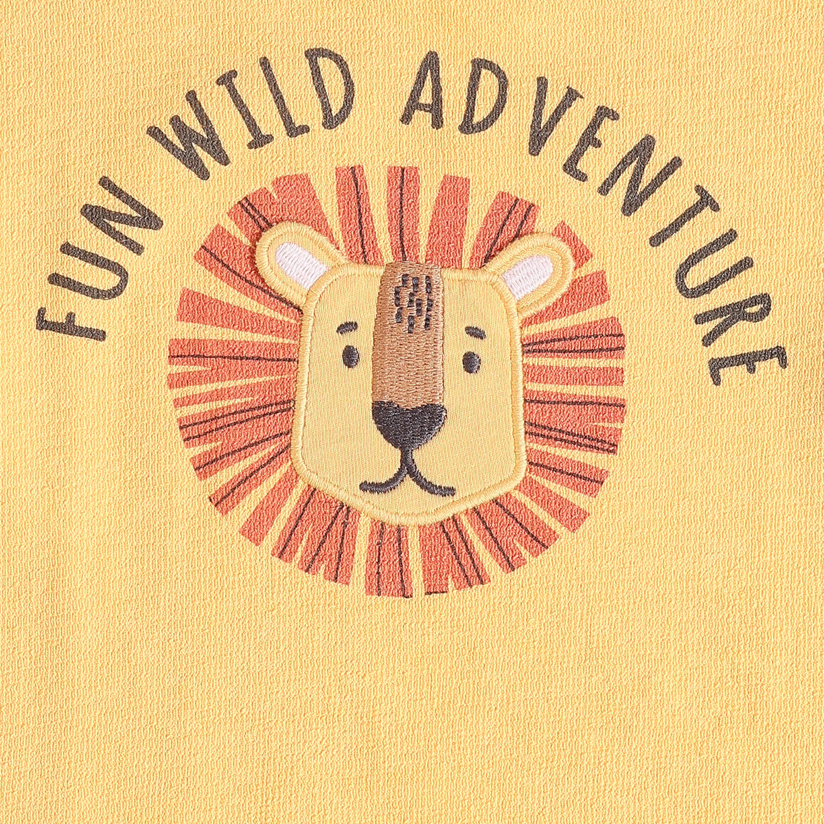 Baby Boys Yellow Cotton Lion Embroidered T-Shirt Regular Fit Casual Wear