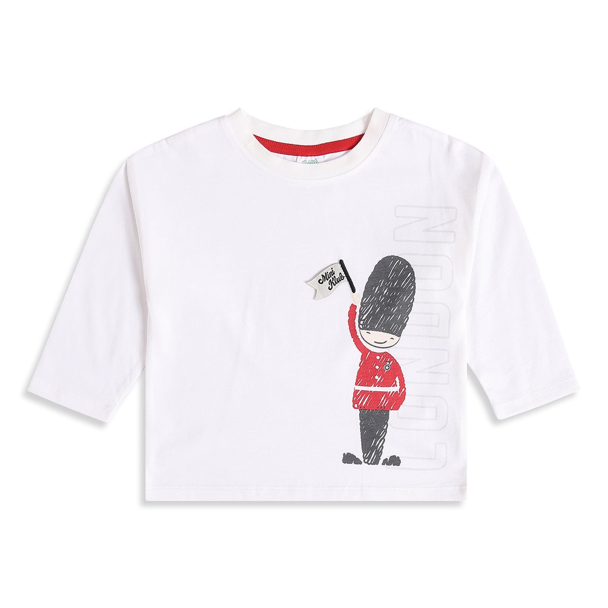Baby Boys White Cotton London Guard Printed T-Shirt Regular Fit Casual Wear