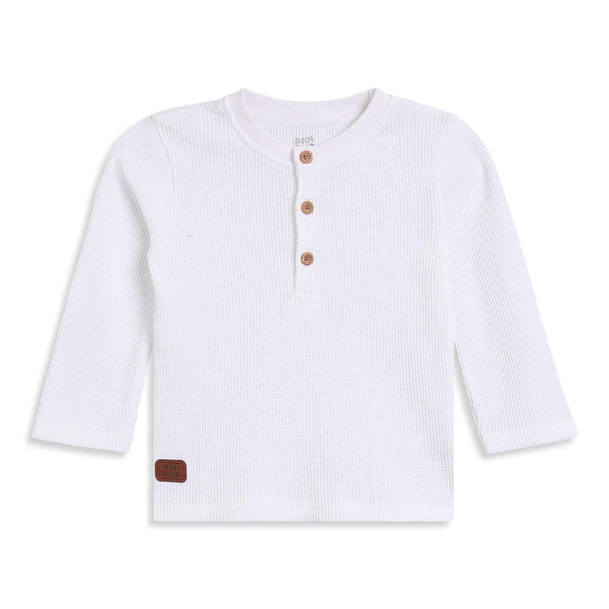 Baby Boys White Cotton Henley T-Shirt Regular Fit Casual Wear