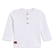 Baby Boys White Cotton Henley T-Shirt Regular Fit Casual Wear