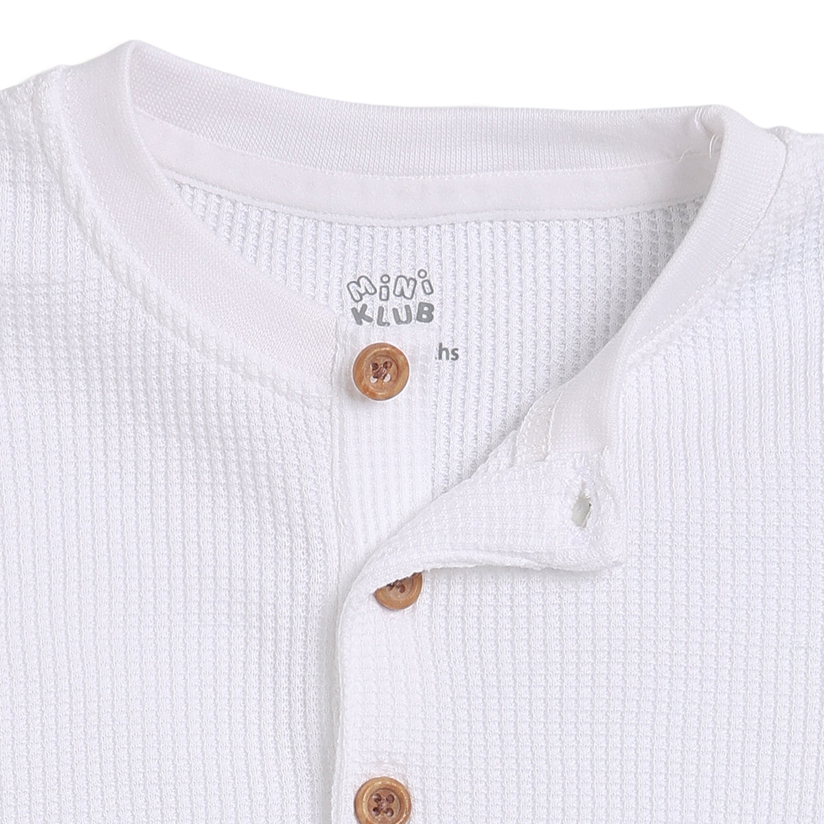 Baby Boys White Cotton Henley T-Shirt Regular Fit Casual Wear