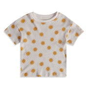 Baby Boys Cream Cotton Sun Print T-Shirt Regular Fit Casual Wear