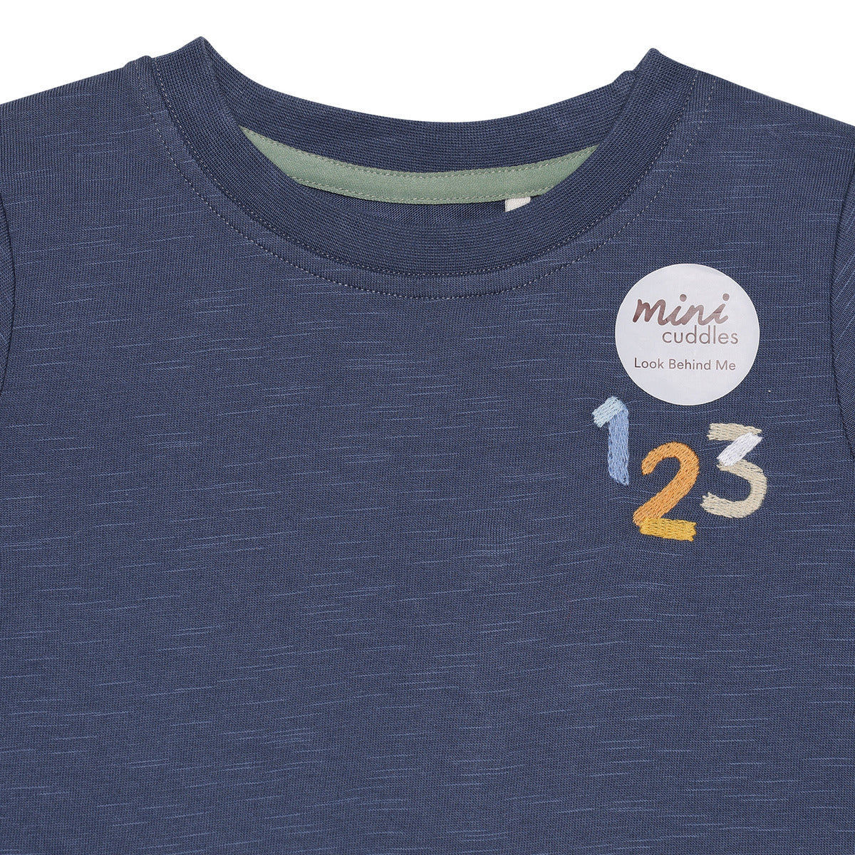 Baby Boys Navy Blue Cotton Number Embroidered And Farm Animal Graphic Printed T-Shirt Regular Fit Casual Wear
