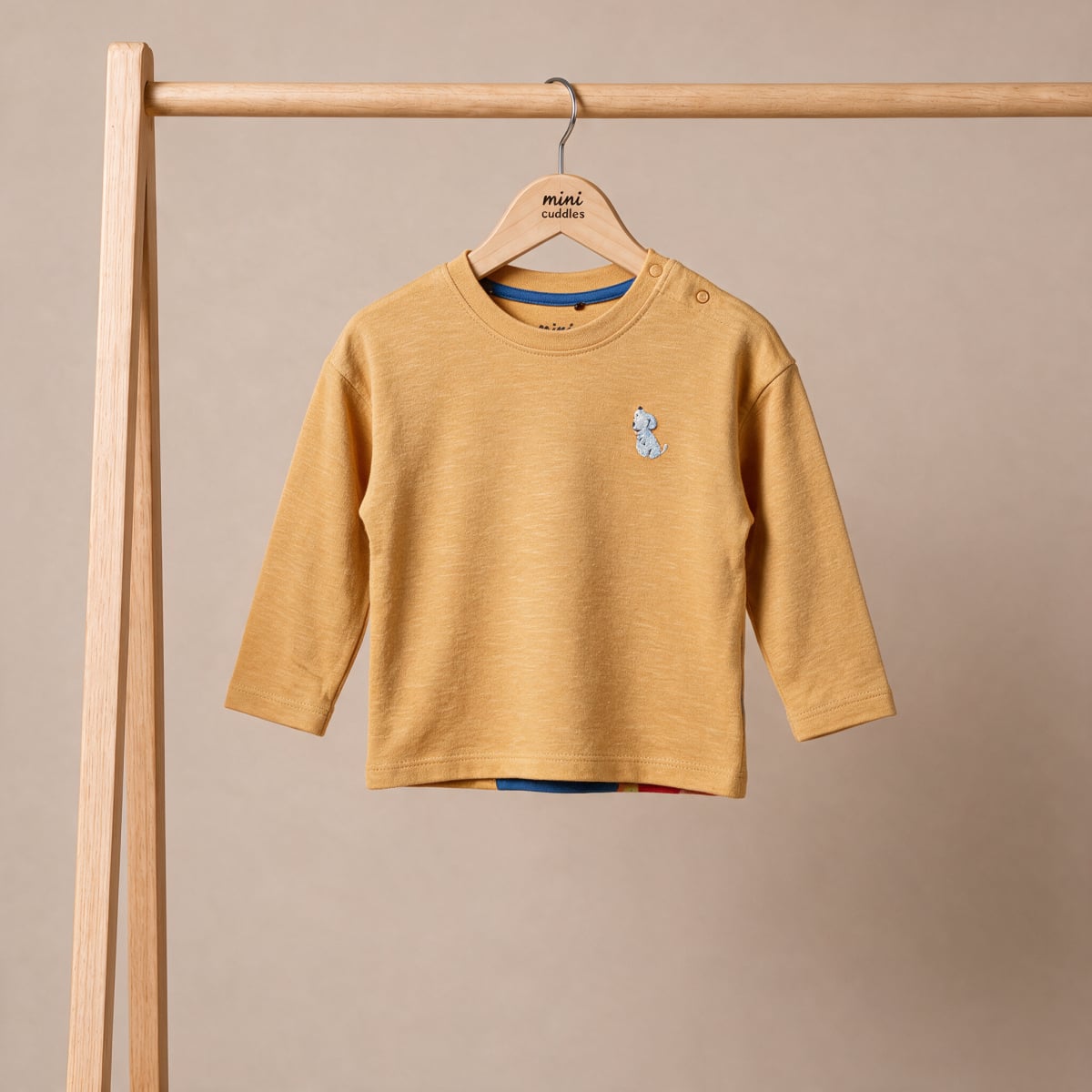 Baby Boys Mustard Yellow Cotton Dog Graphic T-Shirt Regular Fit Casual Wear