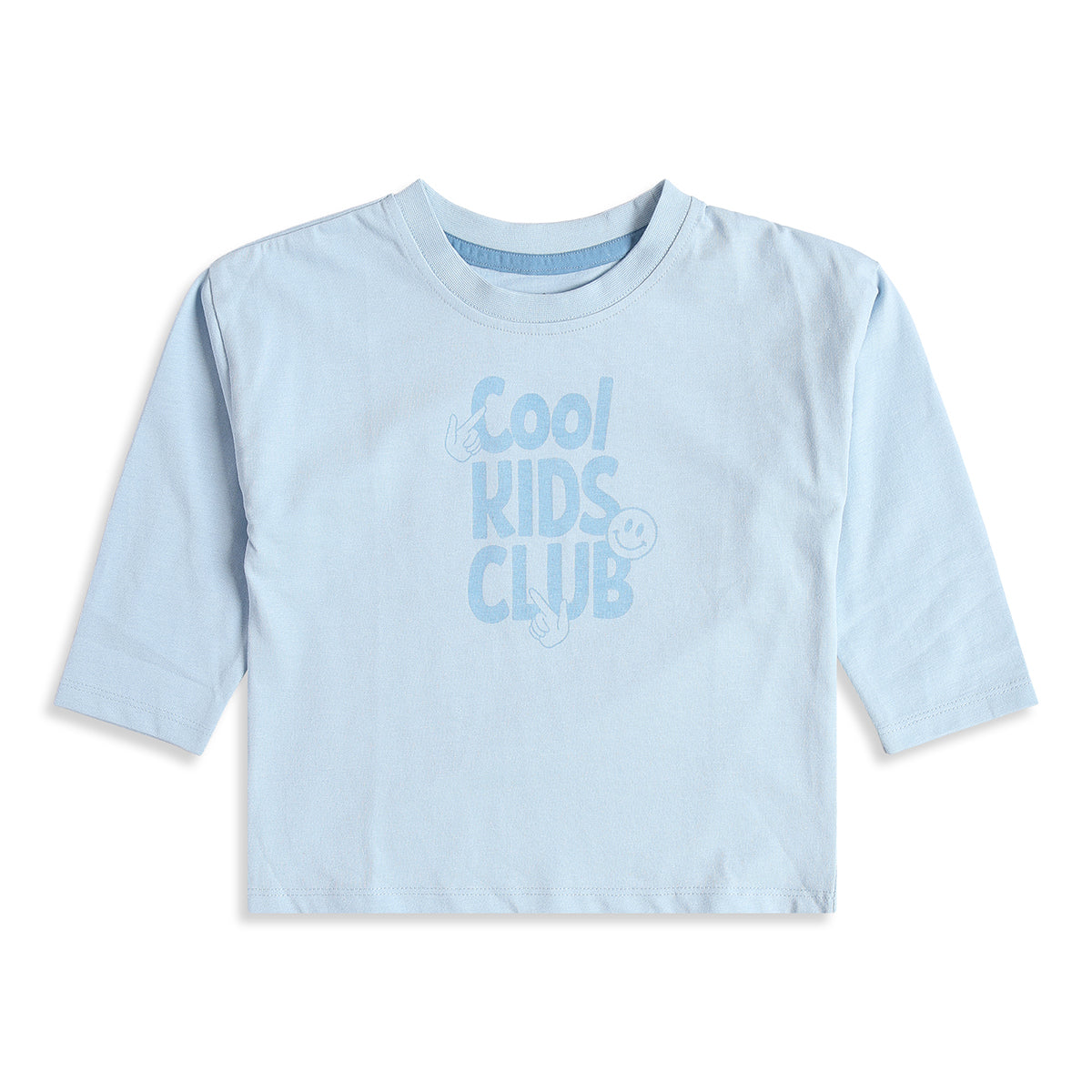 Baby Boys Light Blue Cotton T-Shirt with Cool Kids Club Print Casual Wear