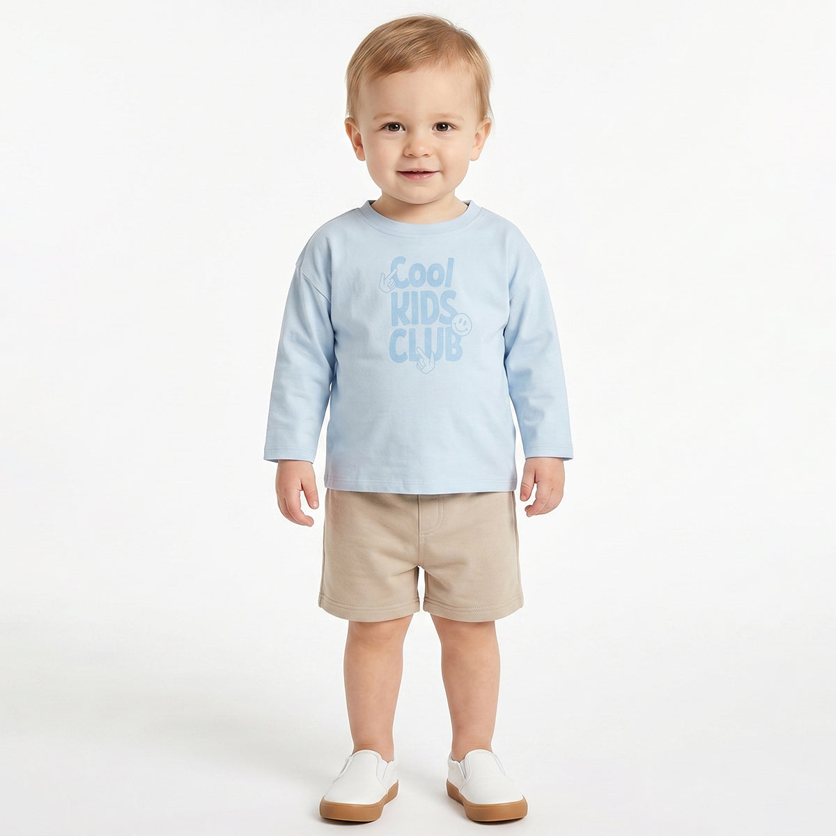 Baby Boys Light Blue Cotton T-Shirt with Cool Kids Club Print Casual Wear