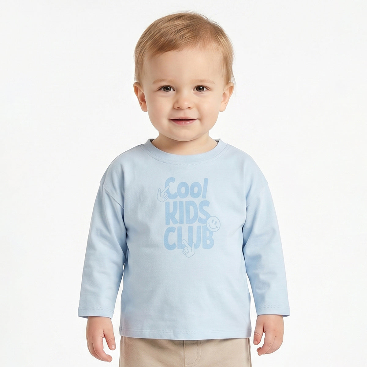 Baby Boys Light Blue Cotton T-Shirt with Cool Kids Club Print Casual Wear
