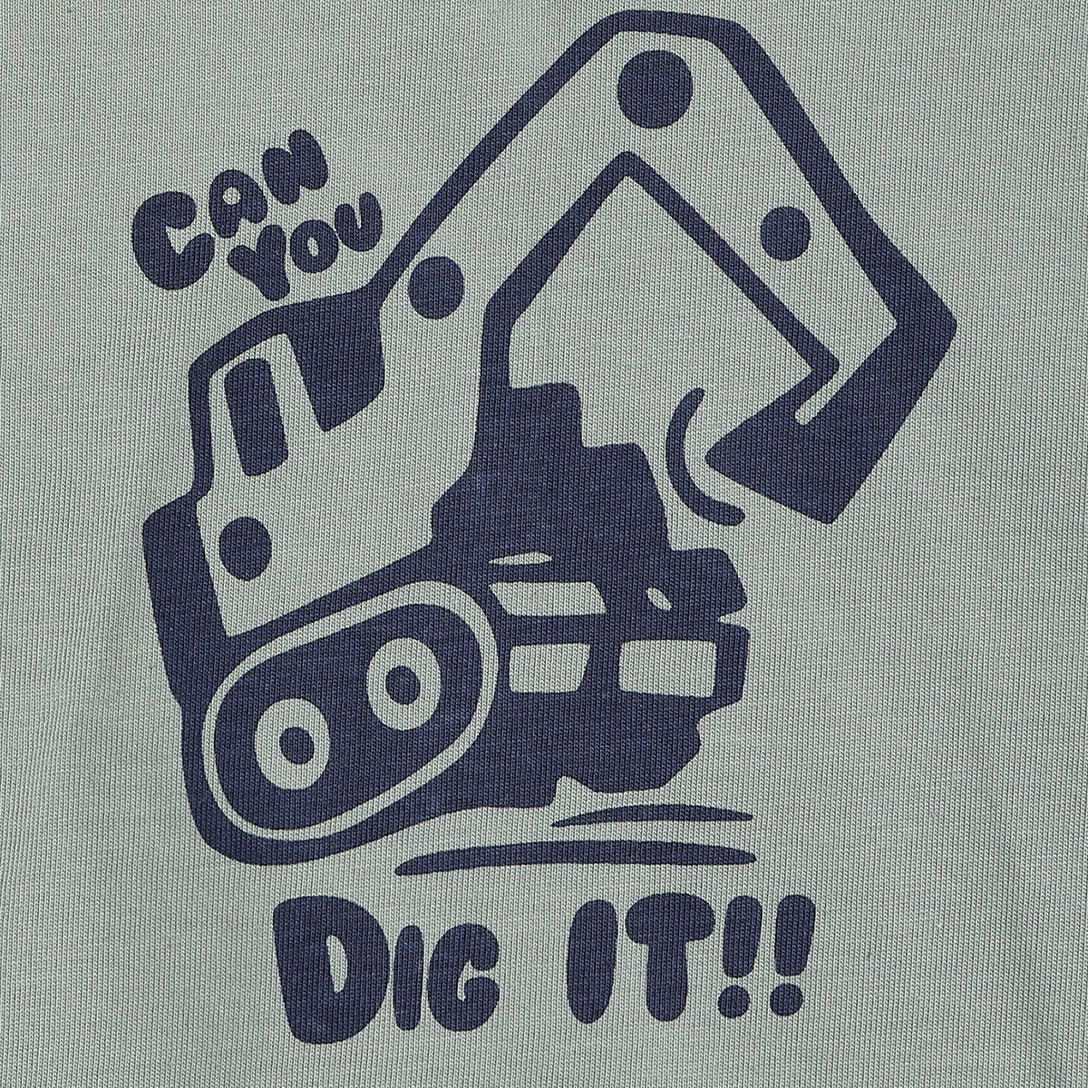 Baby Boys Sage Green Cotton T-Shirt with Excavator Graphic Print Casual Wear