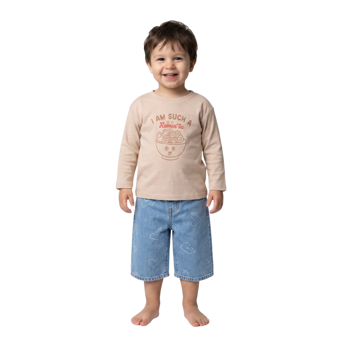 Baby Boys Beige Cotton Graphic T Shirt Regular Fit Casual Wear