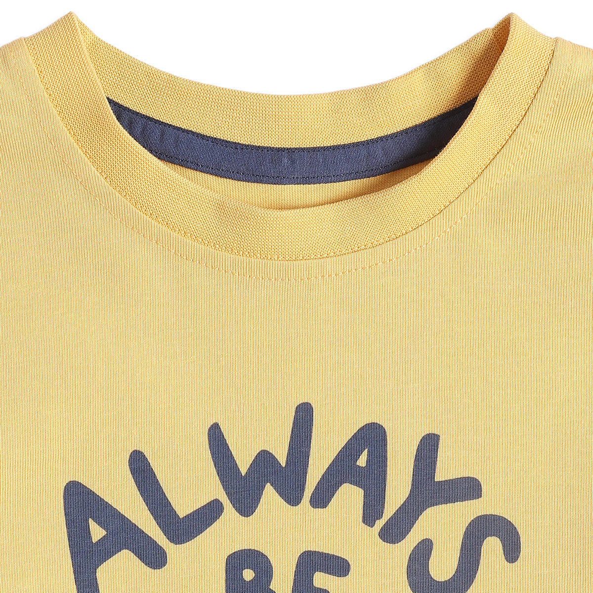 Baby Boys Yellow Cotton T-Shirt with Always Be Kind Graphic Print Casual Wear