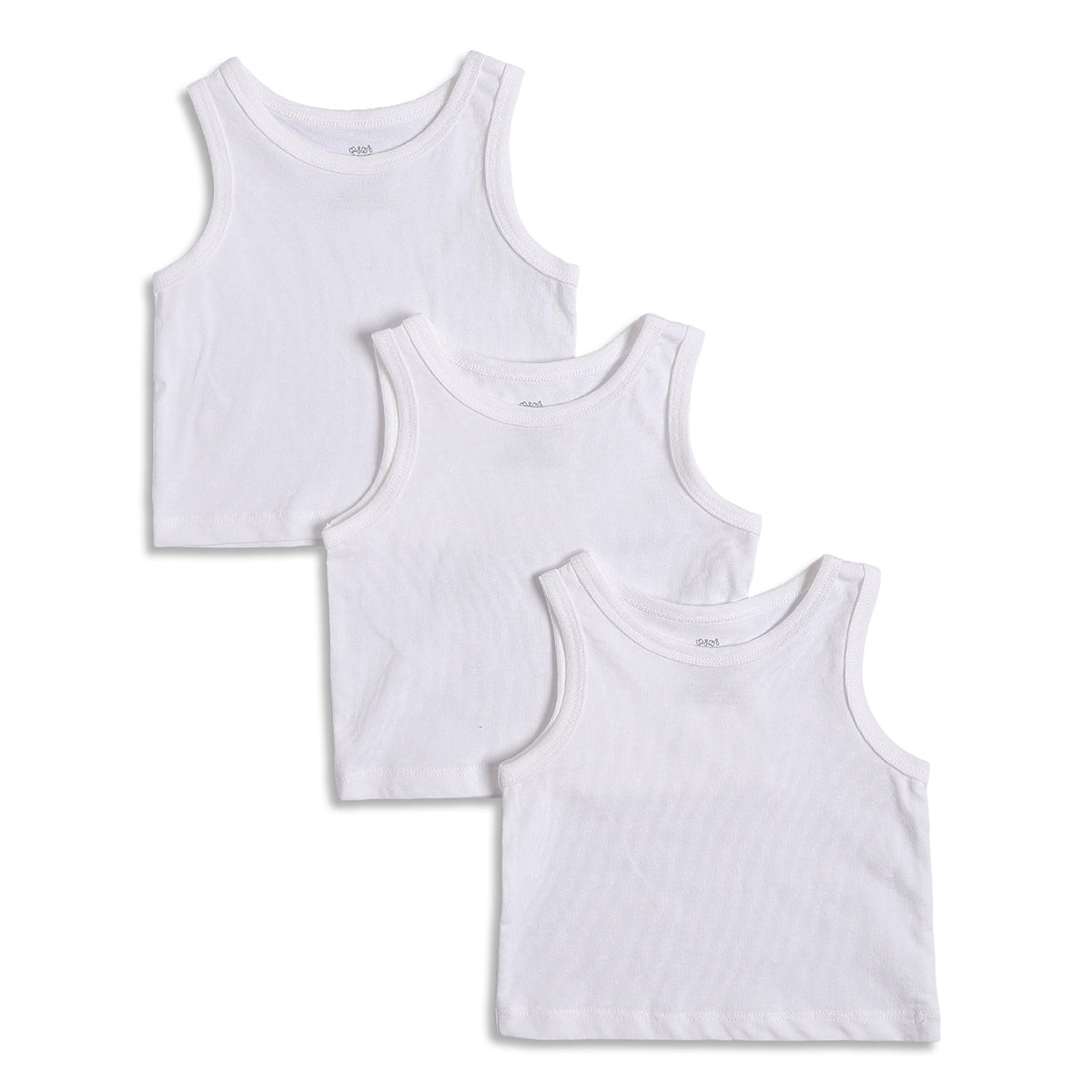 Baby Boys Solid Sleeveless Vest Pack of 3, White