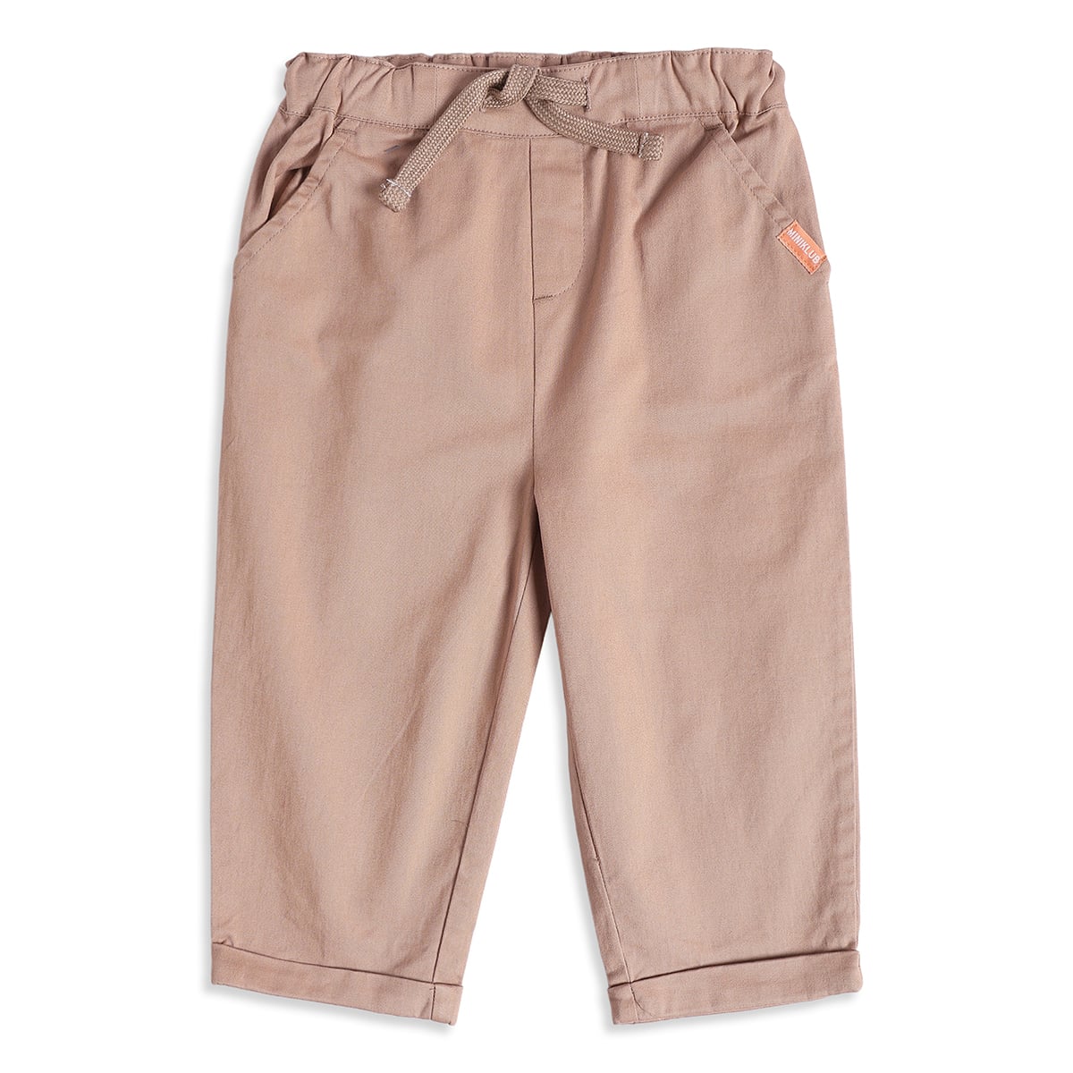 Baby Boys Beige Cotton Twill Solid Pant Regular Fit Casual Wear