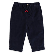 Baby Boys Navy Blue Corduroy Pant with Drawstring Casual Wear