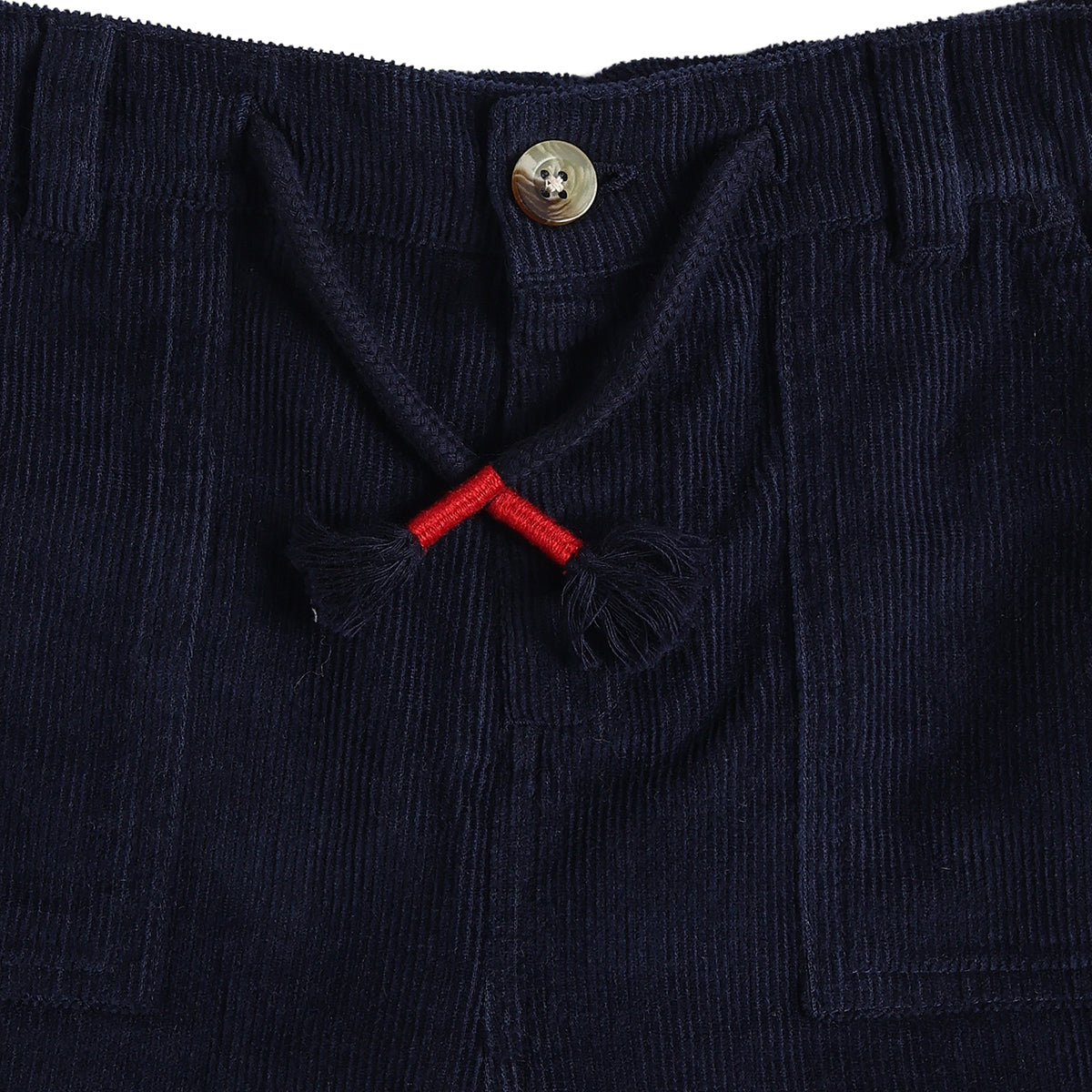 Baby Boys Navy Blue Corduroy Pant with Drawstring Casual Wear