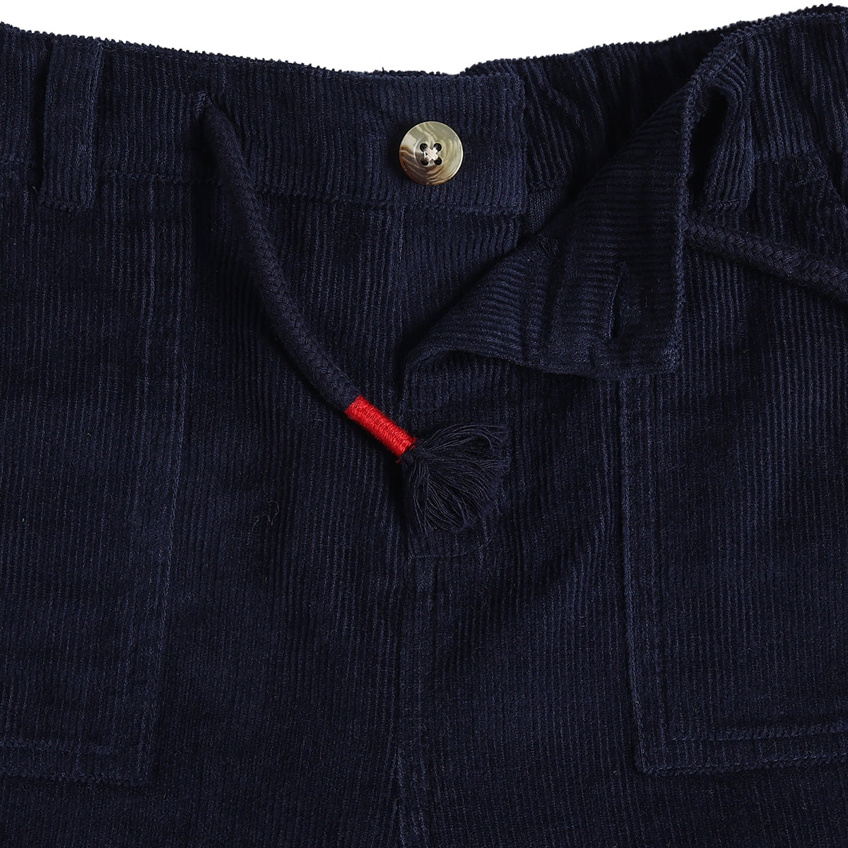 Baby Boys Navy Blue Corduroy Pant with Drawstring Casual Wear