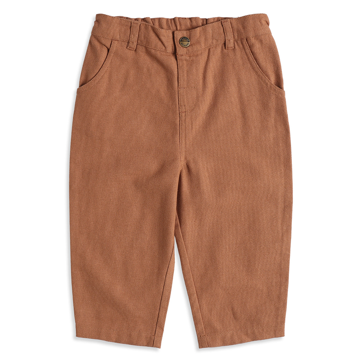 Baby Boys Brown Woven Blend Pant Casual Wear