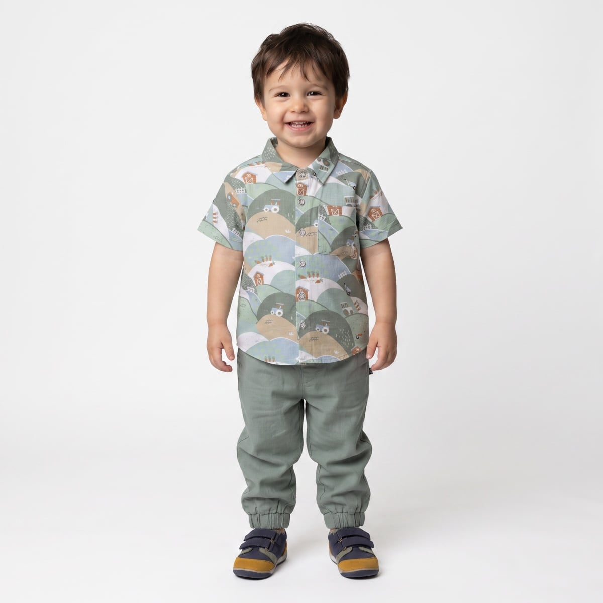 Baby Boys Sage Green Cotton Blend Solid Woven Pant  Regular Fit Casual Wear