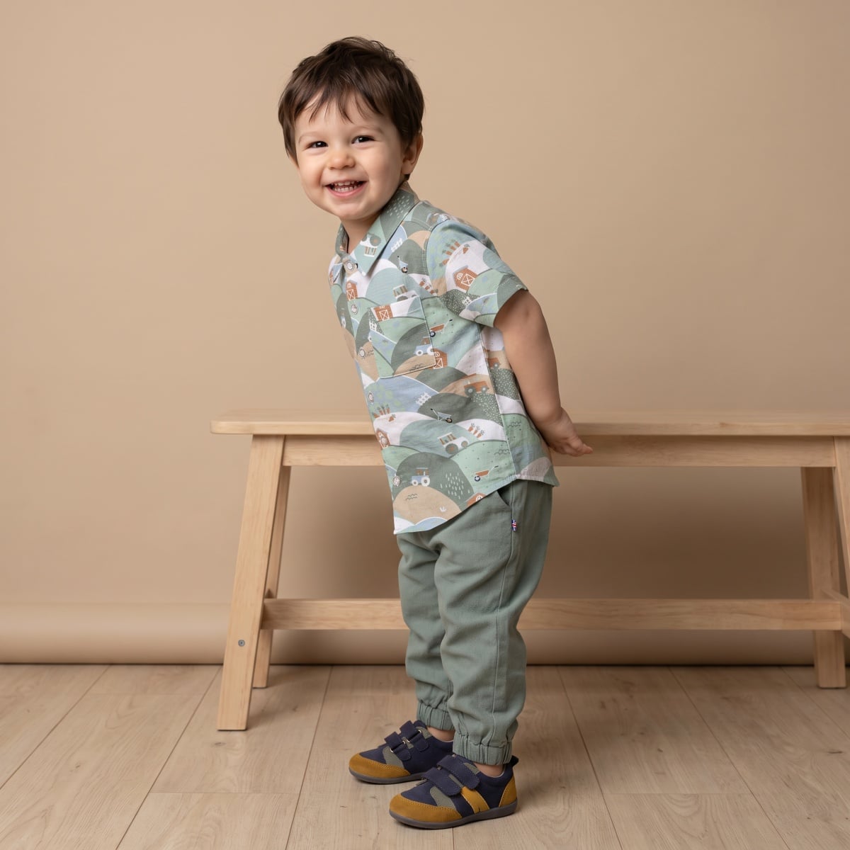 Baby Boys Sage Green Cotton Blend Solid Woven Pant  Regular Fit Casual Wear